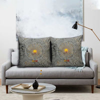 Aten Ancient Egyptian Pillow Cover with Gray Astronomical Chart, Radiant Sun Disc Emblem, and Ankh - Wonder Print Shop