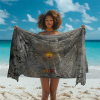 Aten Ancient Egyptian Sarong with Gray Astronomical Chart, Radiant Sun Disc Emblem, and Ankh - Wonder Print Shop