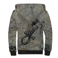 Aten Ancient Egyptian Sherpa Hoodie with Gray Astronomical Chart, Radiant Sun Disc Emblem, and Ankh - Wonder Print Shop