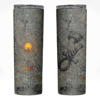 Aten Ancient Egyptian Skinny Tumbler with Gray Astronomical Chart, Radiant Sun Disc Emblem, and Ankh - Wonder Print Shop