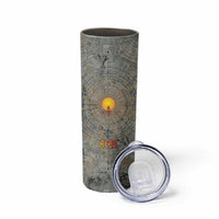Aten Ancient Egyptian Skinny Tumbler with Gray Astronomical Chart, Radiant Sun Disc Emblem, and Ankh - Wonder Print Shop