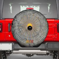 Aten Ancient Egyptian Spare Tire Cover with Gray Astronomical Chart, Radiant Sun Disc Emblem, and Ankh - Wonder Print Shop