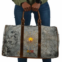 Aten Ancient Egyptian Travel Bag with Gray Astronomical Chart, Radiant Sun Disc Emblem, and Ankh - Wonder Print Shop