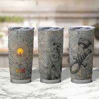 Aten Ancient Egyptian Tumbler Cup with Gray Astronomical Chart, Radiant Sun Disc Emblem, and Ankh - Wonder Print Shop