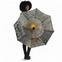 Aten Ancient Egyptian Umbrella with Gray Astronomical Chart, Radiant Sun Disc Emblem, and Ankh - Wonder Print Shop