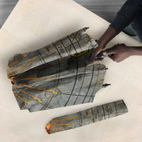 Aten Ancient Egyptian Umbrella with Gray Astronomical Chart, Radiant Sun Disc Emblem, and Ankh - Wonder Print Shop