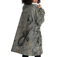 Aten Ancient Egyptian Wearable Blanket Hoodie with Gray Astronomical Chart, Radiant Sun Disc Emblem, and Ankh - Wonder Print Shop