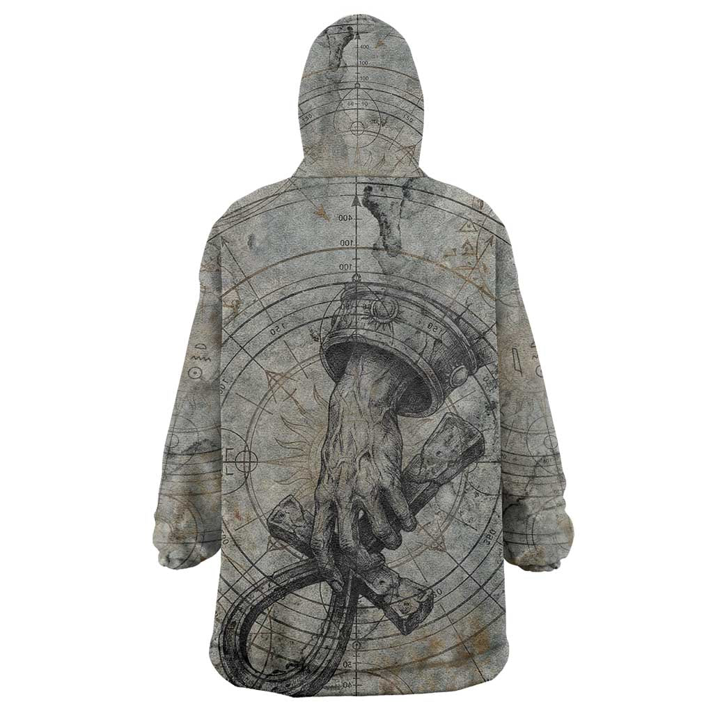 Aten Ancient Egyptian Wearable Blanket Hoodie with Gray Astronomical Chart, Radiant Sun Disc Emblem, and Ankh - Wonder Print Shop