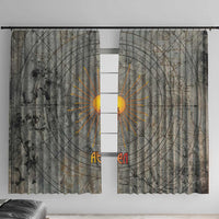 Aten Ancient Egyptian Window Curtain with Gray Astronomical Chart, Radiant Sun Disc Emblem, and Ankh - Wonder Print Shop
