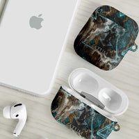Atum AirPods Case Ancient Egyptian Teal Marble Smoke, Solar Barque Crown, Creator Deity Statue - Wonder Print Shop