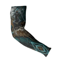 Atum Arm Sleeves Ancient Egyptian Teal Marble Smoke, Solar Barque Crown, Creator Deity Statue - Wonder Print Shop