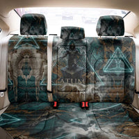 Atum Back Car Seat Cover Ancient Egyptian Teal Marble Smoke, Solar Barque Crown, Creator Deity Statue - Wonder Print Shop