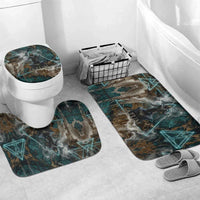 Atum Bathroom Set Ancient Egyptian Teal Marble Smoke, Solar Barque Crown, Creator Deity Statue - Wonder Print Shop