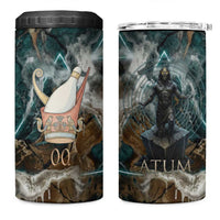 Atum 4 in 1 Can Cooler Tumbler Ancient Egyptian Teal Marble Smoke, Solar Barque Crown, Creator Deity Statue - Wonder Print Shop