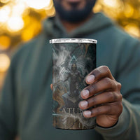 Atum 4 in 1 Can Cooler Tumbler Ancient Egyptian Teal Marble Smoke, Solar Barque Crown, Creator Deity Statue - Wonder Print Shop