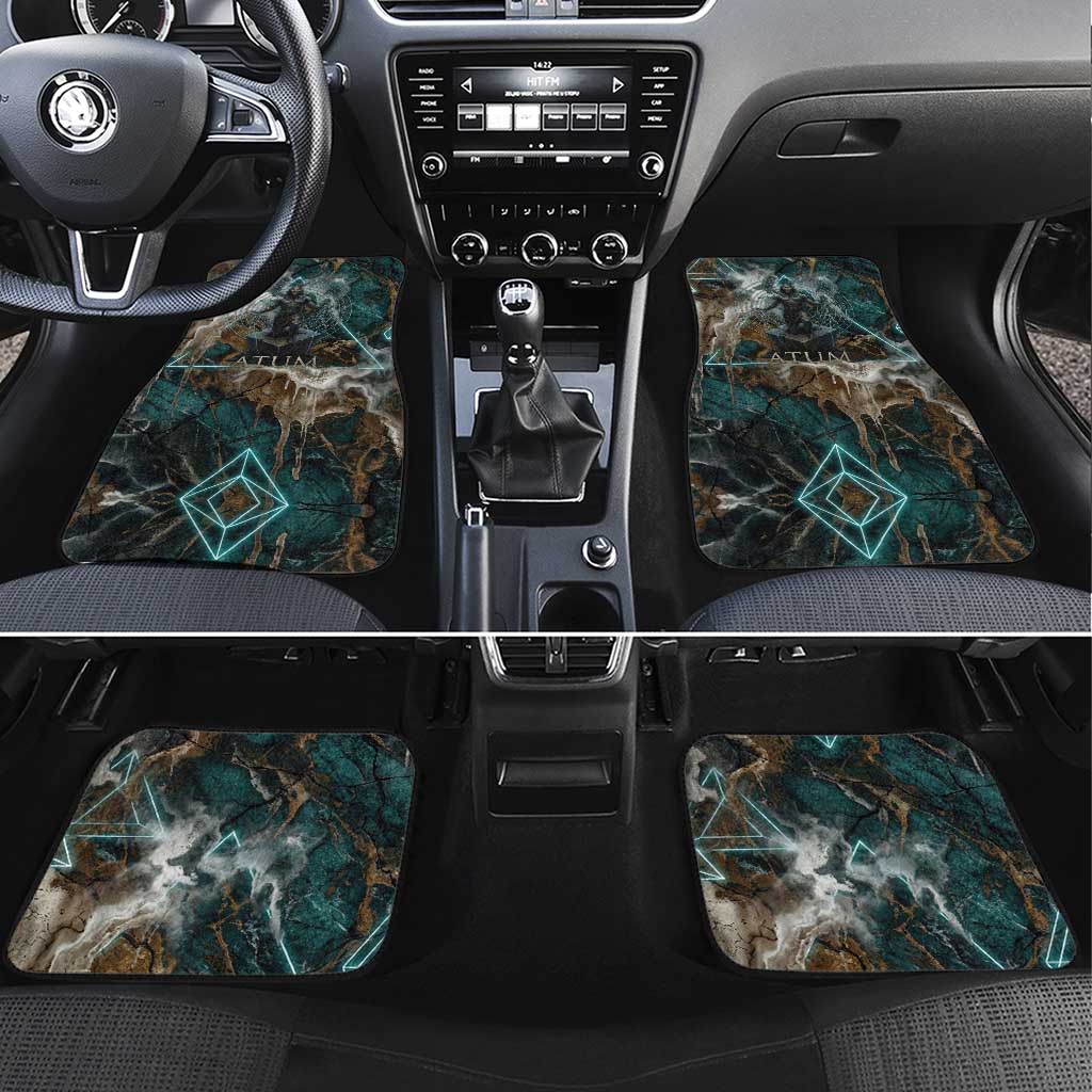 Atum Car Mats Ancient Egyptian Teal Marble Smoke, Solar Barque Crown, Creator Deity Statue - Wonder Print Shop