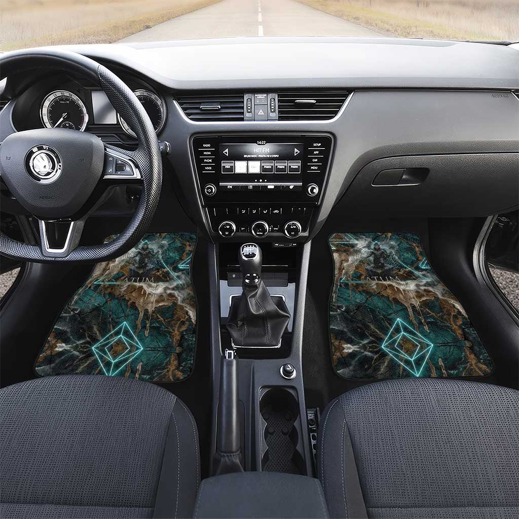 Atum Car Mats Ancient Egyptian Teal Marble Smoke, Solar Barque Crown, Creator Deity Statue - Wonder Print Shop