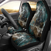 Atum Car Seat Cover Ancient Egyptian Teal Marble Smoke, Solar Barque Crown, Creator Deity Statue - Wonder Print Shop