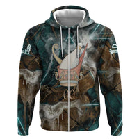 Atum Hoodie Ancient Egyptian Teal Marble Smoke, Solar Barque Crown, Creator Deity Statue - Wonder Print Shop