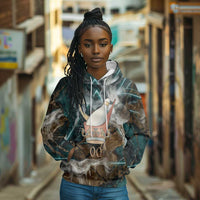 Atum Hoodie Ancient Egyptian Teal Marble Smoke, Solar Barque Crown, Creator Deity Statue - Wonder Print Shop