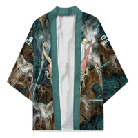 Atum Kimono Ancient Egyptian Teal Marble Smoke, Solar Barque Crown, Creator Deity Statue - Wonder Print Shop