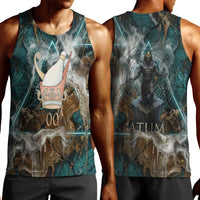 Atum Men Tank Top Ancient Egyptian Teal Marble Smoke, Solar Barque Crown, Creator Deity Statue - Wonder Print Shop