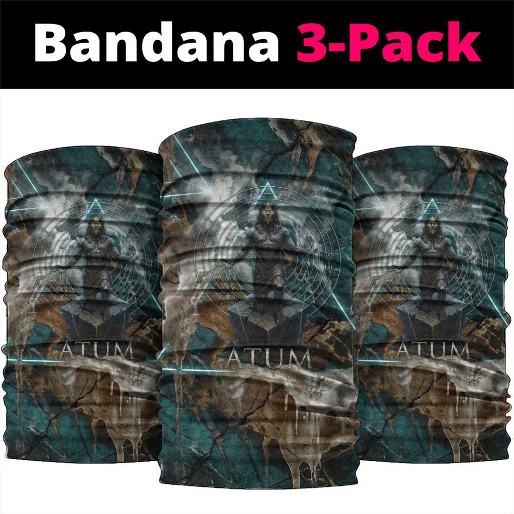 Atum Neck Gaiter Ancient Egyptian Teal Marble Smoke, Solar Barque Crown, Creator Deity Statue - Wonder Print Shop