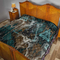 Atum Quilt Ancient Egyptian Teal Marble Smoke, Solar Barque Crown, Creator Deity Statue - Wonder Print Shop