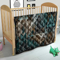 Atum Quilt Ancient Egyptian Teal Marble Smoke, Solar Barque Crown, Creator Deity Statue - Wonder Print Shop