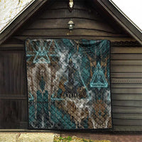 Atum Quilt Ancient Egyptian Teal Marble Smoke, Solar Barque Crown, Creator Deity Statue - Wonder Print Shop