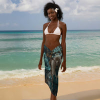Atum Sarong Ancient Egyptian Teal Marble Smoke, Solar Barque Crown, Creator Deity Statue - Wonder Print Shop
