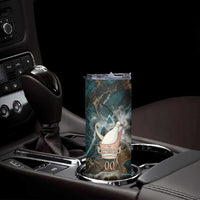 Atum Skinny Tumbler Ancient Egyptian Teal Marble Smoke, Solar Barque Crown, Creator Deity Statue - Wonder Print Shop