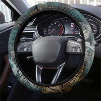 Atum Steering Wheel Cover Ancient Egyptian Teal Marble Smoke, Solar Barque Crown, Creator Deity Statue - Wonder Print Shop