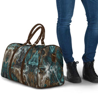 Atum Travel Bag Ancient Egyptian Teal Marble Smoke, Solar Barque Crown, Creator Deity Statue - Wonder Print Shop