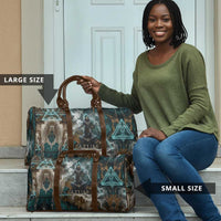 Atum Travel Bag Ancient Egyptian Teal Marble Smoke, Solar Barque Crown, Creator Deity Statue - Wonder Print Shop