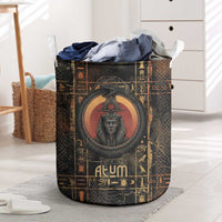 Atum Ancient Egyptian Laundry Basket with Dark Hieroglyph Grid, Ouroboros Serpent Ring and The Final Serpent - Wonder Print Shop