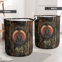 Atum Ancient Egyptian Laundry Basket with Dark Hieroglyph Grid, Ouroboros Serpent Ring and The Final Serpent - Wonder Print Shop