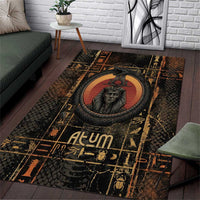 Atum Ancient Egyptian Area Rug with Dark Hieroglyph Grid, Ouroboros Serpent Ring and The Final Serpent - Wonder Print Shop