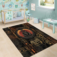 Atum Ancient Egyptian Area Rug with Dark Hieroglyph Grid, Ouroboros Serpent Ring and The Final Serpent - Wonder Print Shop