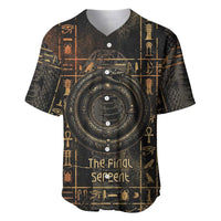 Atum Ancient Egyptian Baseball Jersey with Dark Hieroglyph Grid, Ouroboros Serpent Ring and The Final Serpent - Wonder Print Shop