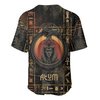 Atum Ancient Egyptian Baseball Jersey with Dark Hieroglyph Grid, Ouroboros Serpent Ring and The Final Serpent - Wonder Print Shop