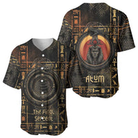Atum Ancient Egyptian Baseball Jersey with Dark Hieroglyph Grid, Ouroboros Serpent Ring and The Final Serpent - Wonder Print Shop