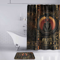 Atum Ancient Egyptian Bathroom Set with Dark Hieroglyph Grid, Ouroboros Serpent Ring and The Final Serpent - Wonder Print Shop