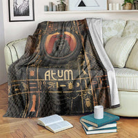Atum Ancient Egyptian Blanket with Dark Hieroglyph Grid, Ouroboros Serpent Ring and The Final Serpent - Wonder Print Shop