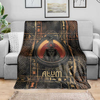 Atum Ancient Egyptian Blanket with Dark Hieroglyph Grid, Ouroboros Serpent Ring and The Final Serpent - Wonder Print Shop