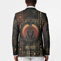 Atum Ancient Egyptian Blazer with Dark Hieroglyph Grid, Ouroboros Serpent Ring and The Final Serpent - Wonder Print Shop