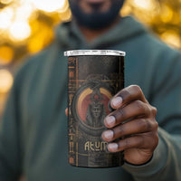 Atum Ancient Egyptian 4 in 1 Can Cooler Tumbler with Dark Hieroglyph Grid, Ouroboros Serpent Ring and The Final Serpent - Wonder Print Shop