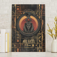 Atum Ancient Egyptian Canvas Wall Art with Dark Hieroglyph Grid, Ouroboros Serpent Ring and The Final Serpent - Wonder Print Shop