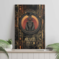 Atum Ancient Egyptian Canvas Wall Art with Dark Hieroglyph Grid, Ouroboros Serpent Ring and The Final Serpent - Wonder Print Shop