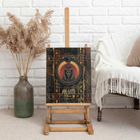 Atum Ancient Egyptian Canvas Wall Art with Dark Hieroglyph Grid, Ouroboros Serpent Ring and The Final Serpent - Wonder Print Shop